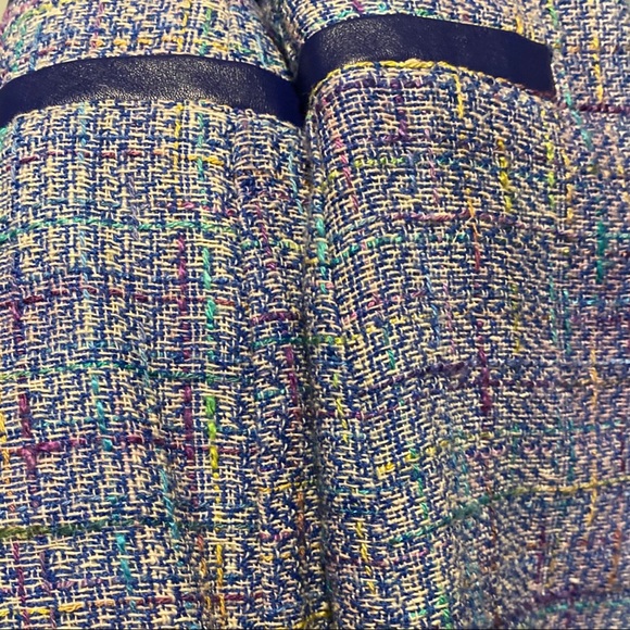 ☔️ ASTR the Label Blue 🌈 Multi Tweed Leather Trim Hi Low Skirt Sz Small - Picture 13 of 16
